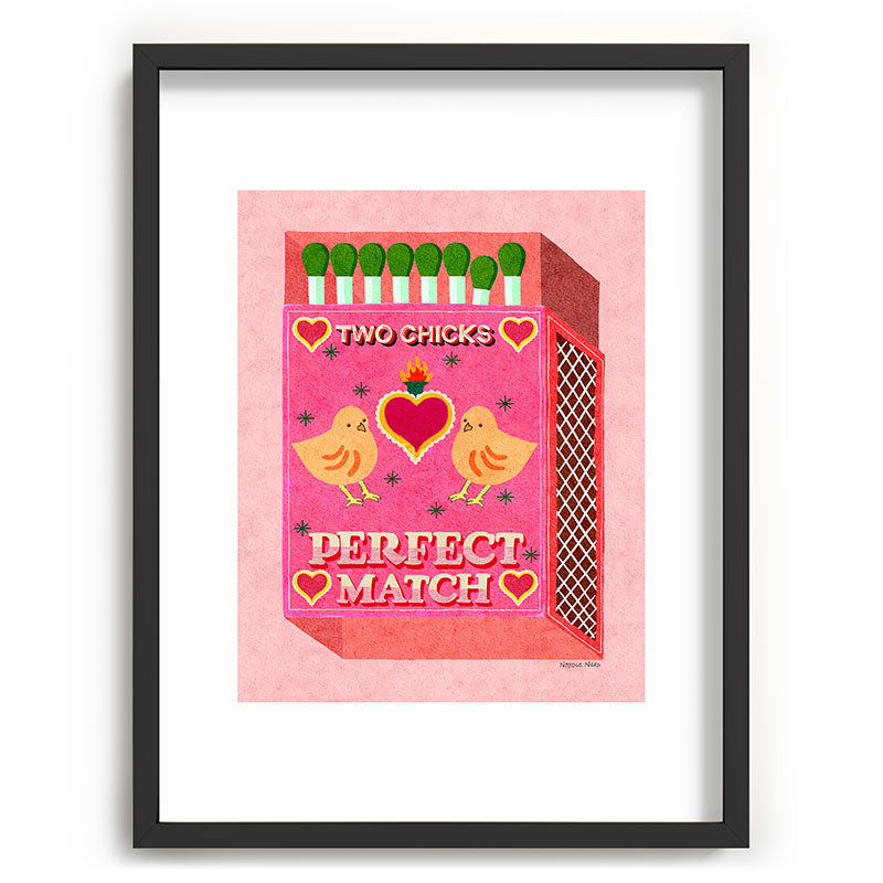 2 Chicks Perfect Match Vintage Matchbox Light Pink Palette Framed Art Print