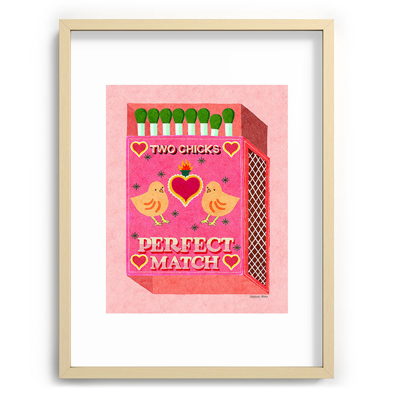 2 Chicks Perfect Match Vintage Matchbox Light Pink Palette Framed Art Print