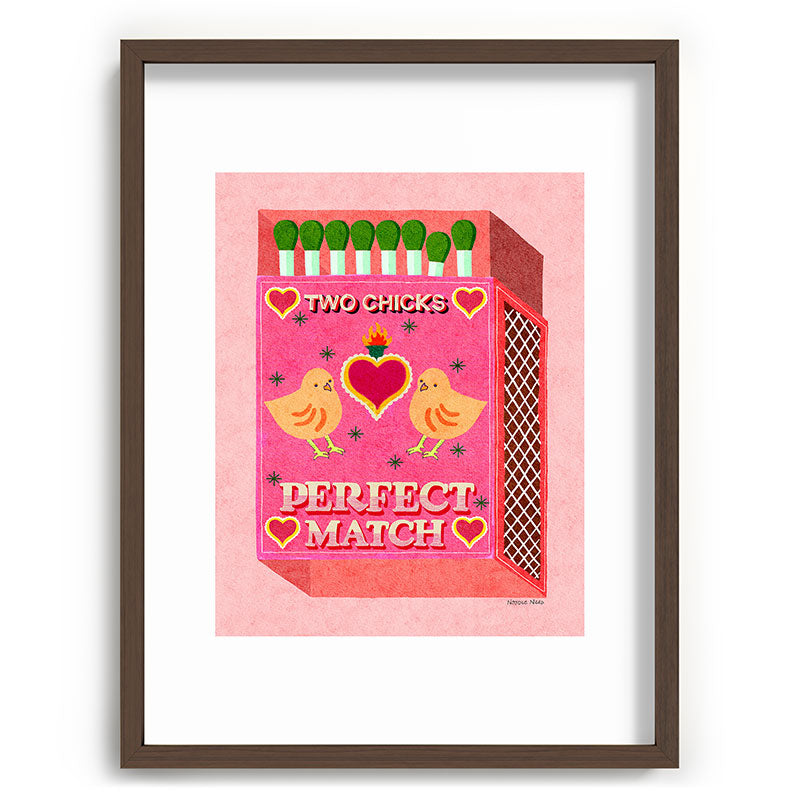 2 Chicks Perfect Match Vintage Matchbox Light Pink Palette Framed Art Print