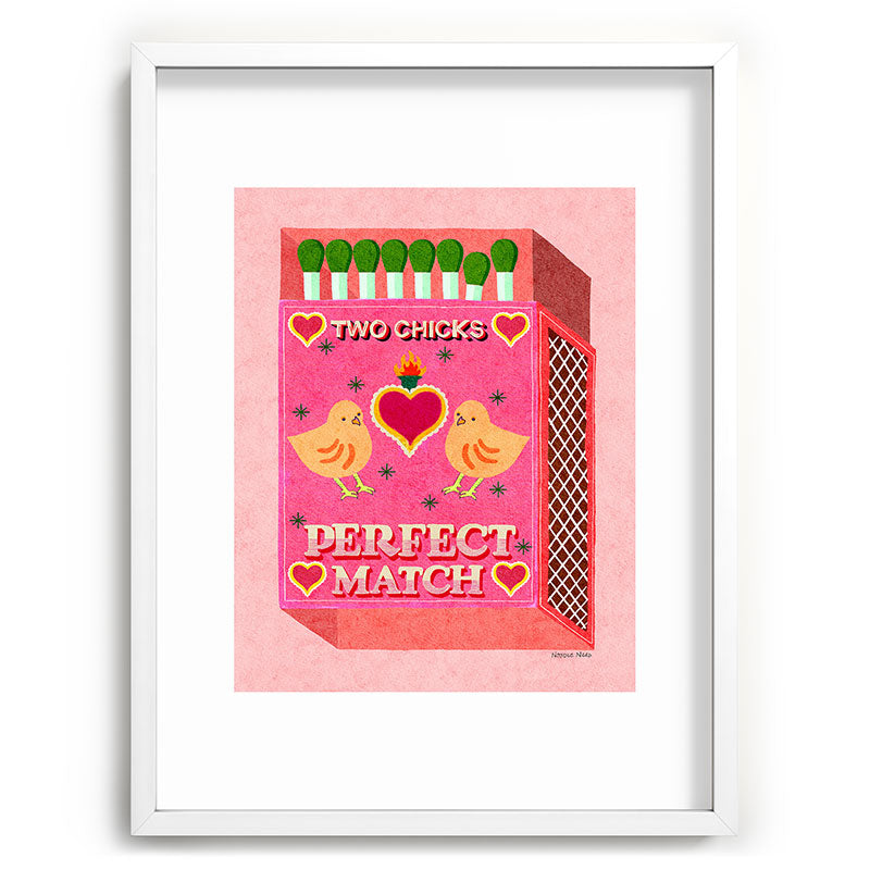 2 Chicks Perfect Match Vintage Matchbox Light Pink Palette Framed Art Print