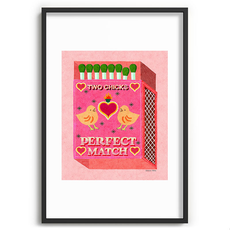 2 Chicks Perfect Match Vintage Matchbox Light Pink Palette Framed Art Print