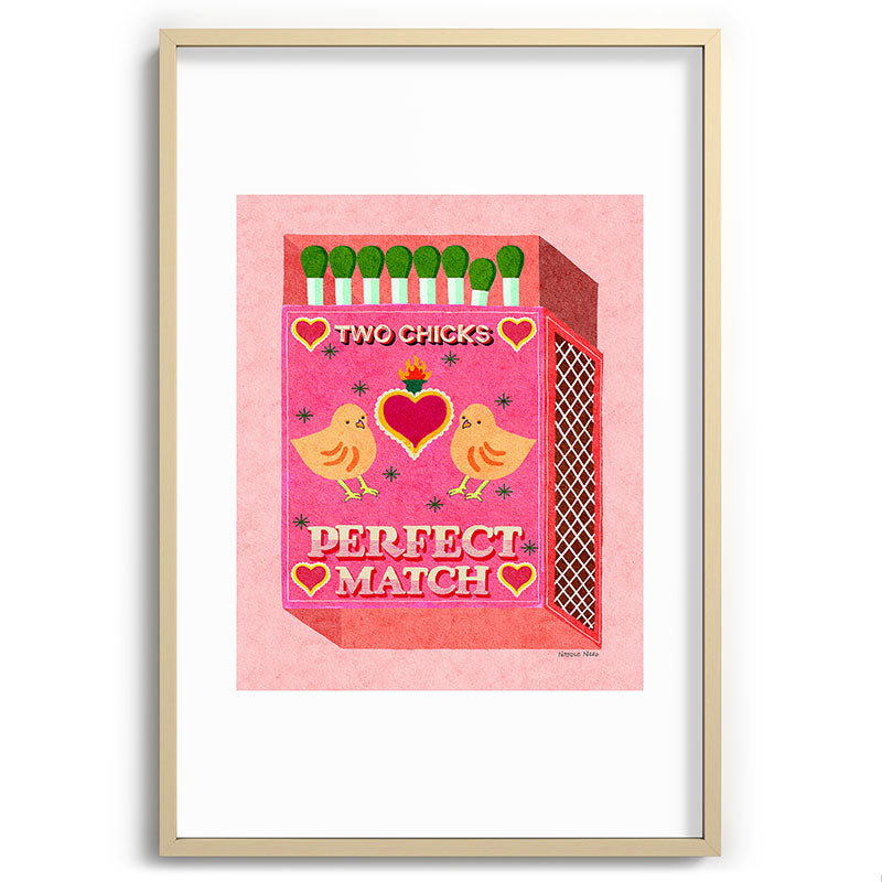 2 Chicks Perfect Match Vintage Matchbox Light Pink Palette Framed Art Print