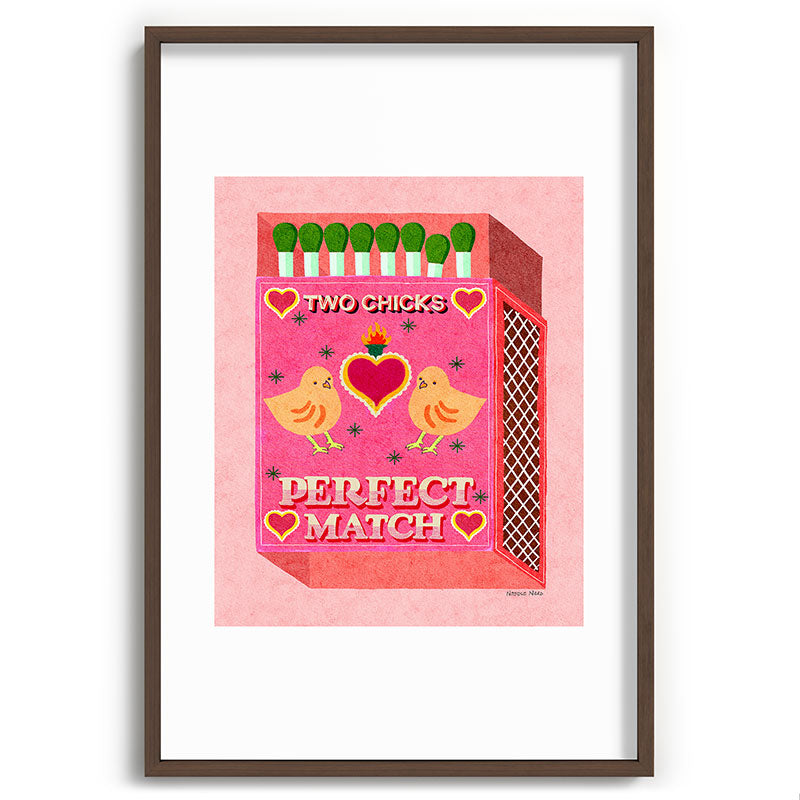 2 Chicks Perfect Match Vintage Matchbox Light Pink Palette Framed Art Print