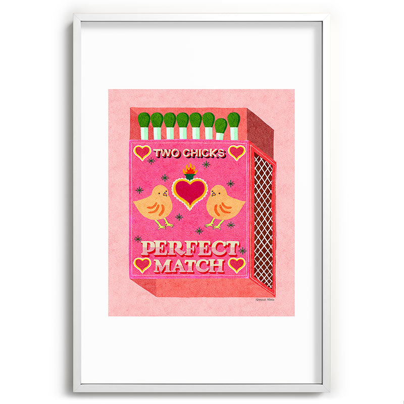 2 Chicks Perfect Match Vintage Matchbox Light Pink Palette Framed Art Print