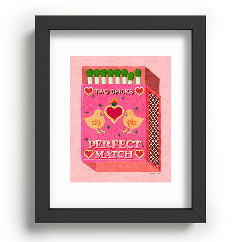 2 Chicks Perfect Match Vintage Matchbox Light Pink Palette Framed Art Print