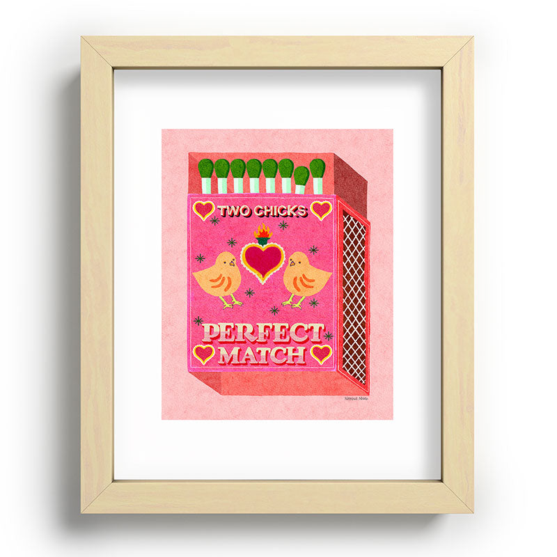 2 Chicks Perfect Match Vintage Matchbox Light Pink Palette Framed Art Print
