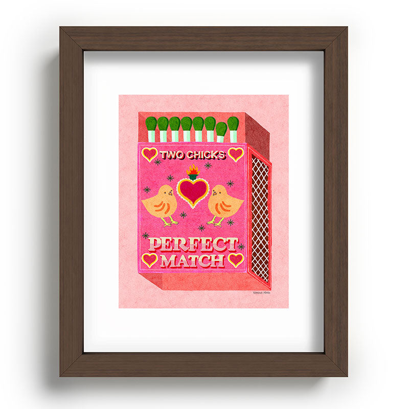2 Chicks Perfect Match Vintage Matchbox Light Pink Palette Framed Art Print