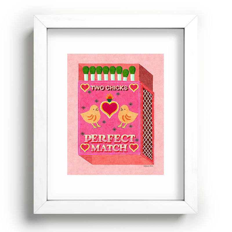 2 Chicks Perfect Match Vintage Matchbox Light Pink Palette Framed Art Print