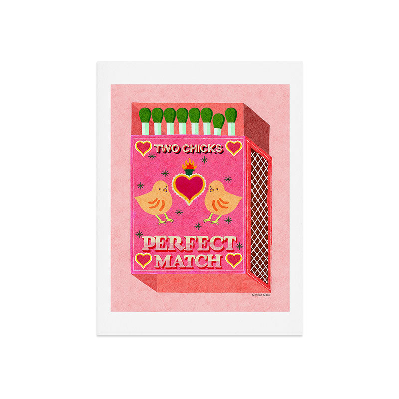 2 Chicks Perfect Match Vintage Matchbox Light Pink Palette Art Print