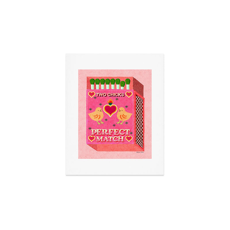 2 Chicks Perfect Match Vintage Matchbox Light Pink Palette Art Print