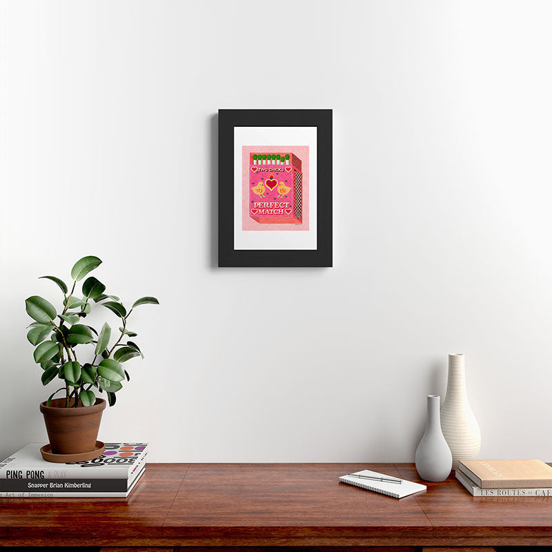 2 Chicks Perfect Match Vintage Matchbox Light Pink Palette Framed Art Print