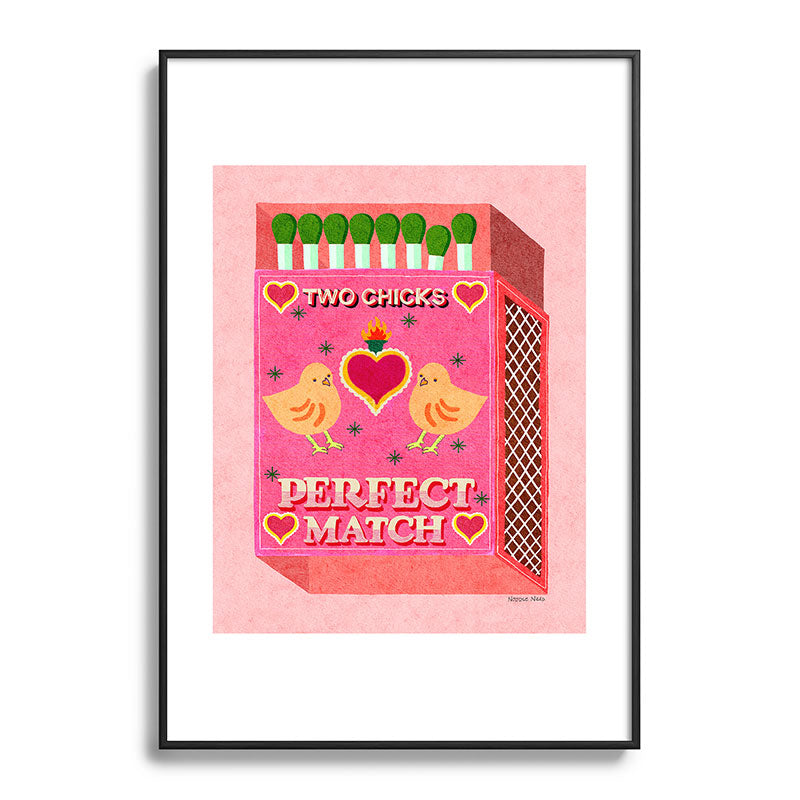 2 Chicks Perfect Match Vintage Matchbox Light Pink Palette Framed Art Print