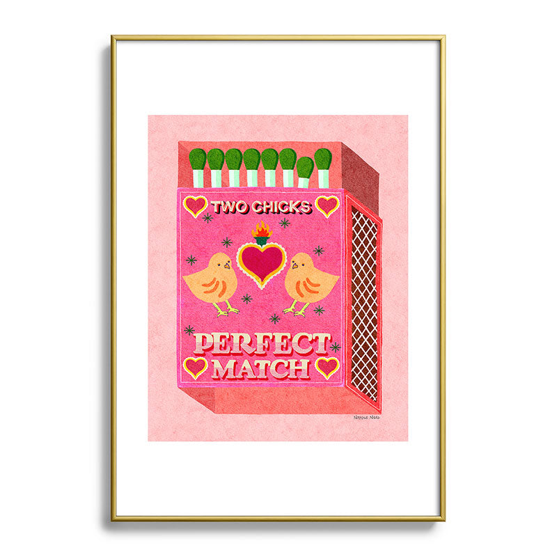 2 Chicks Perfect Match Vintage Matchbox Light Pink Palette Framed Art Print