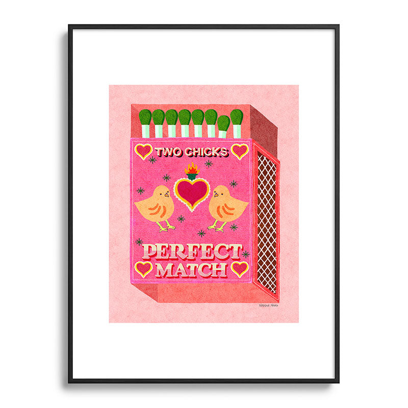 2 Chicks Perfect Match Vintage Matchbox Light Pink Palette Framed Art Print