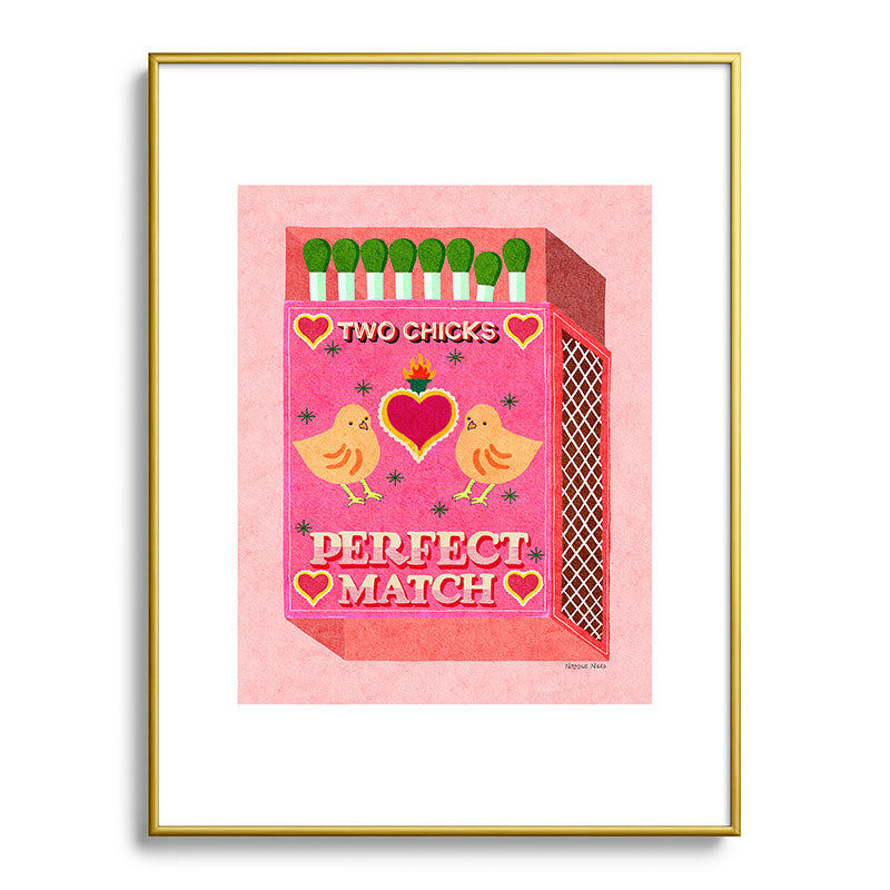 2 Chicks Perfect Match Vintage Matchbox Light Pink Palette Framed Art Print