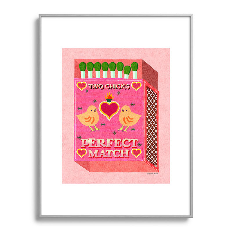 2 Chicks Perfect Match Vintage Matchbox Light Pink Palette Framed Art Print