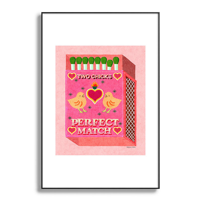 2 Chicks Perfect Match Vintage Matchbox Light Pink Palette Framed Art Print