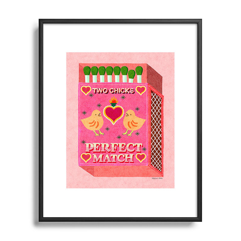 2 Chicks Perfect Match Vintage Matchbox Light Pink Palette Framed Art Print