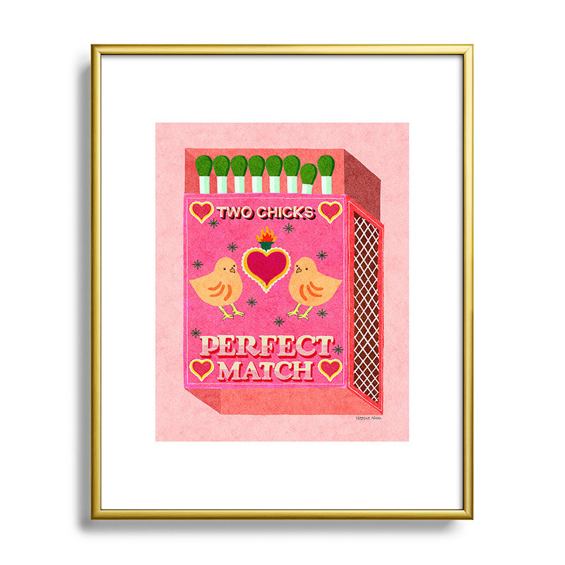 2 Chicks Perfect Match Vintage Matchbox Light Pink Palette Framed Art Print