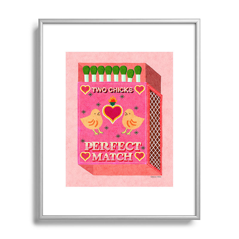 2 Chicks Perfect Match Vintage Matchbox Light Pink Palette Framed Art Print