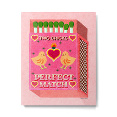 2 Chicks Perfect Match Vintage Matchbox Light Pink Palette Metal Print