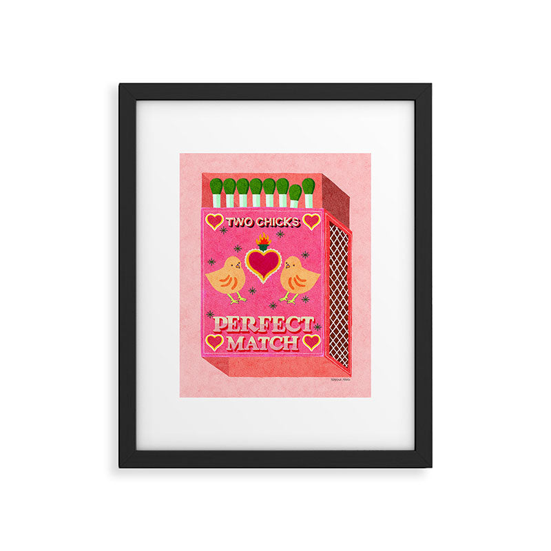 2 Chicks Perfect Match Vintage Matchbox Light Pink Palette Framed Art Print