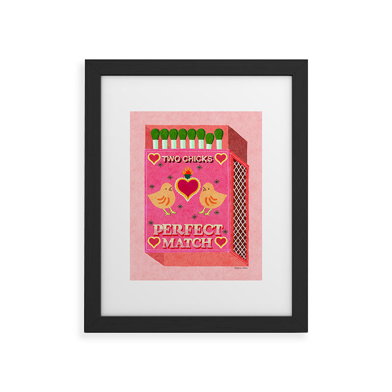 2 Chicks Perfect Match Vintage Matchbox Light Pink Palette Framed Art Print