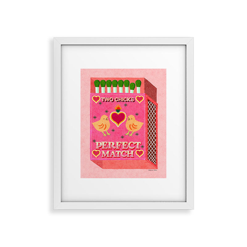 2 Chicks Perfect Match Vintage Matchbox Light Pink Palette Framed Art Print