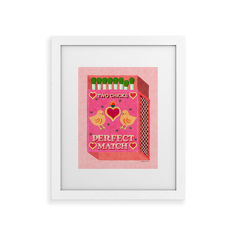 2 Chicks Perfect Match Vintage Matchbox Light Pink Palette Framed Art Print