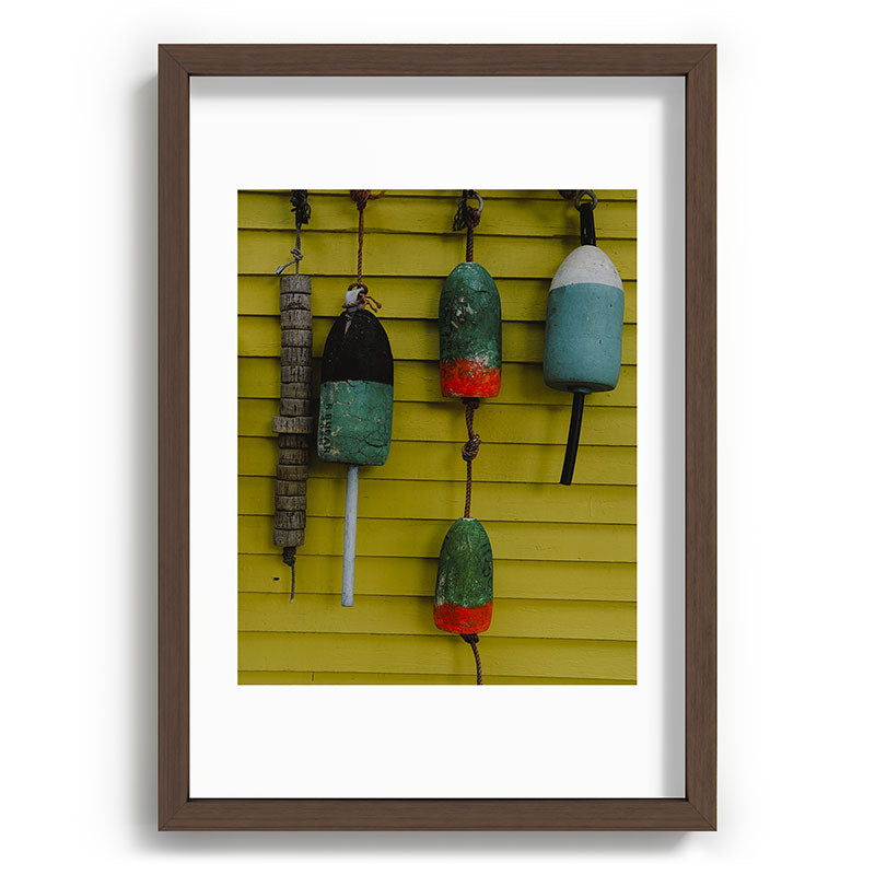 4 lobster buoys - nautical photograph ocean new england maine Framed Art Print
