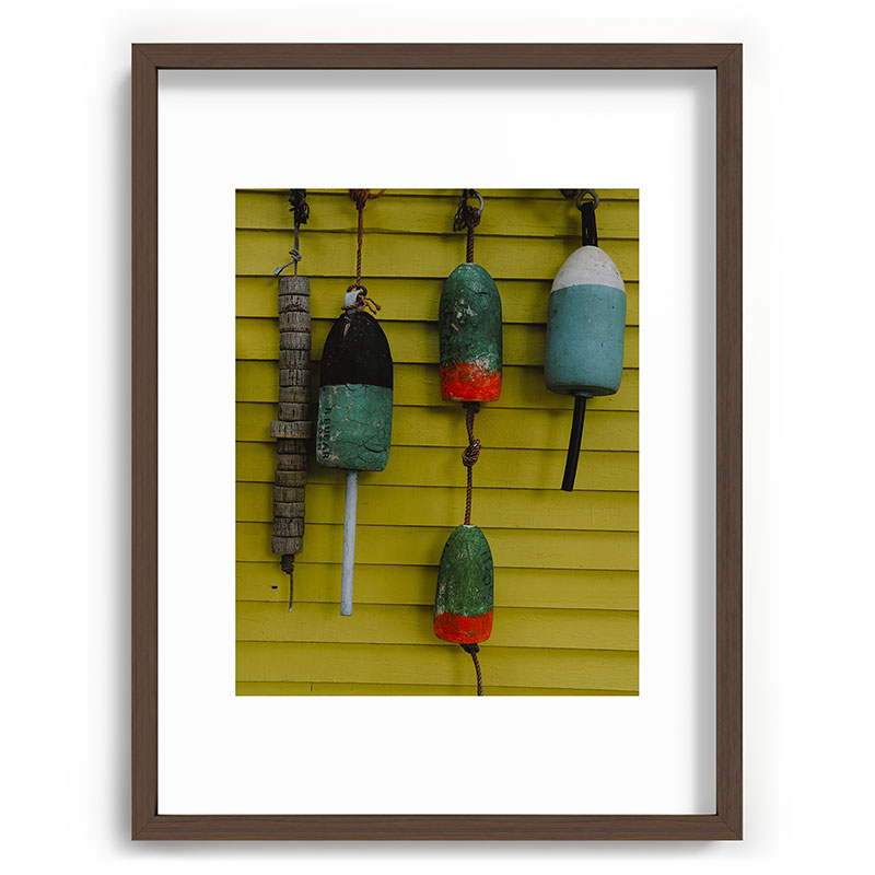 4 lobster buoys - nautical photograph ocean new england maine Framed Art Print