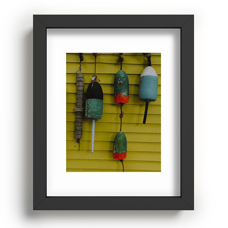 4 lobster buoys - nautical photograph ocean new england maine Framed Art Print