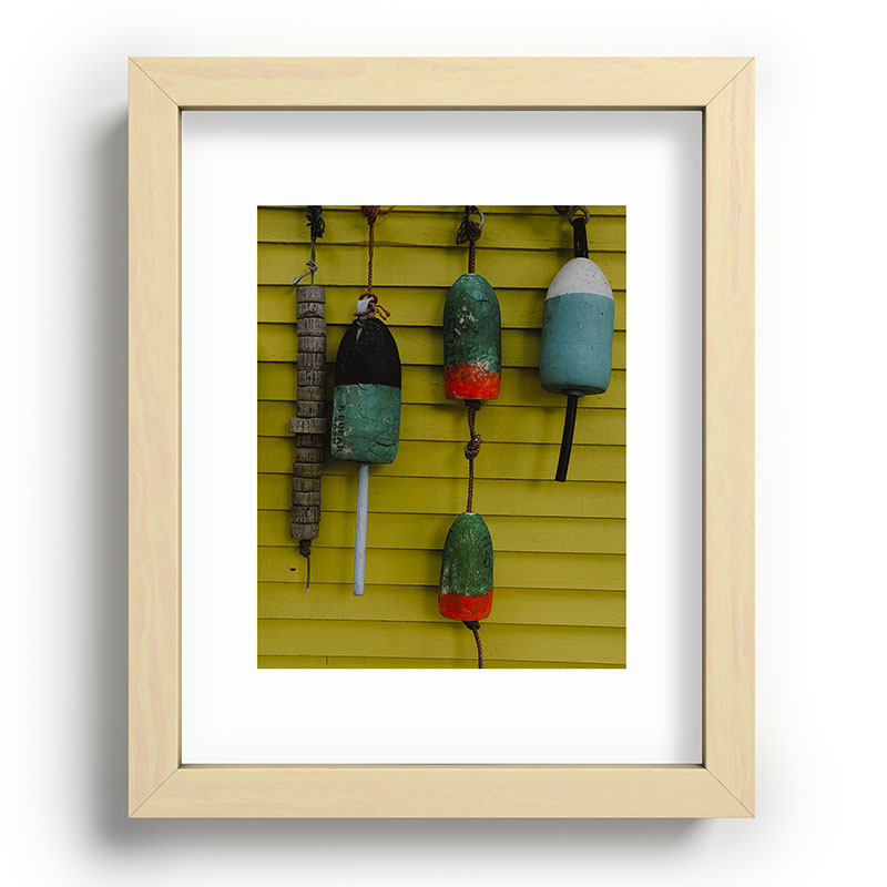 4 lobster buoys - nautical photograph ocean new england maine Framed Art Print