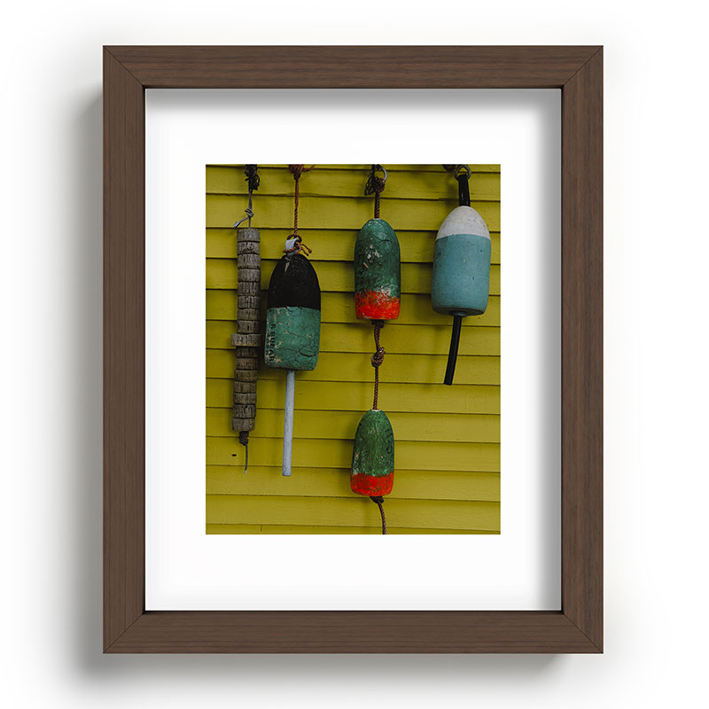4 lobster buoys - nautical photograph ocean new england maine Framed Art Print