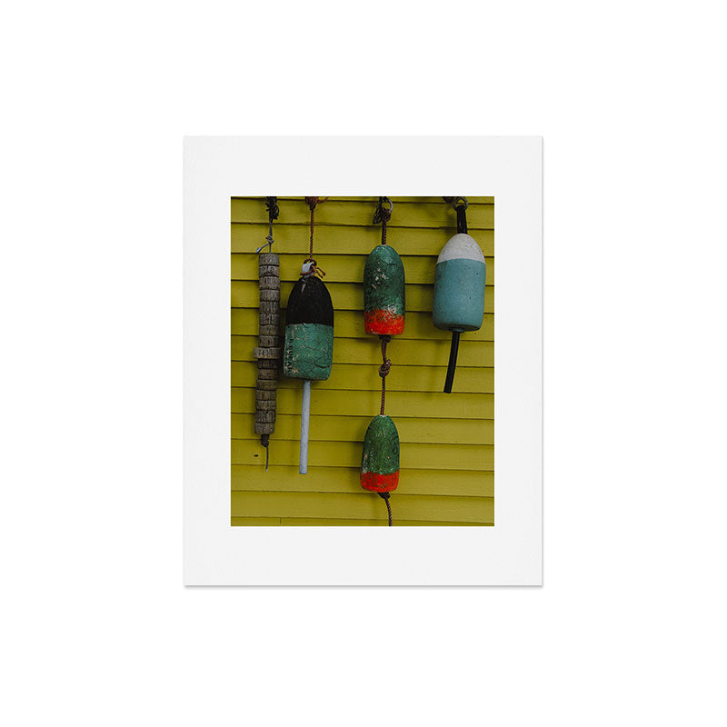 4 lobster buoys - nautical photograph ocean new england maine Art Print