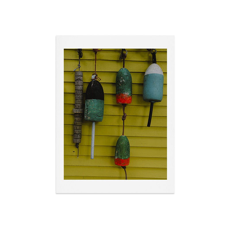 4 lobster buoys - nautical photograph ocean new england maine Art Print