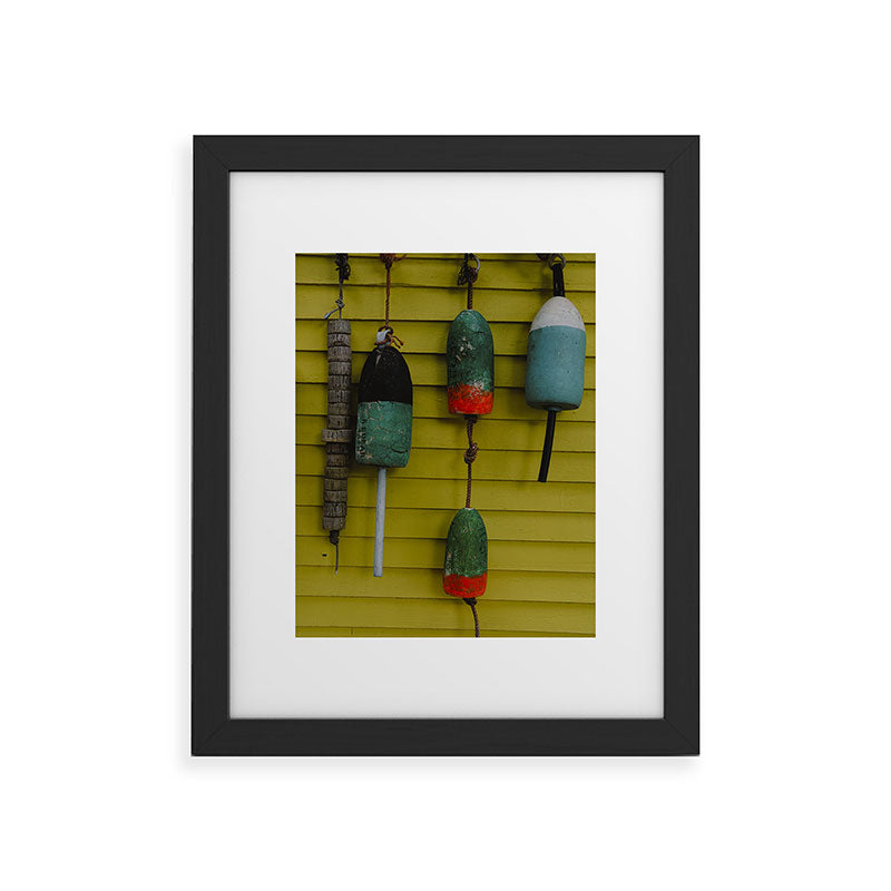 4 lobster buoys - nautical photograph ocean new england maine Framed Art Print