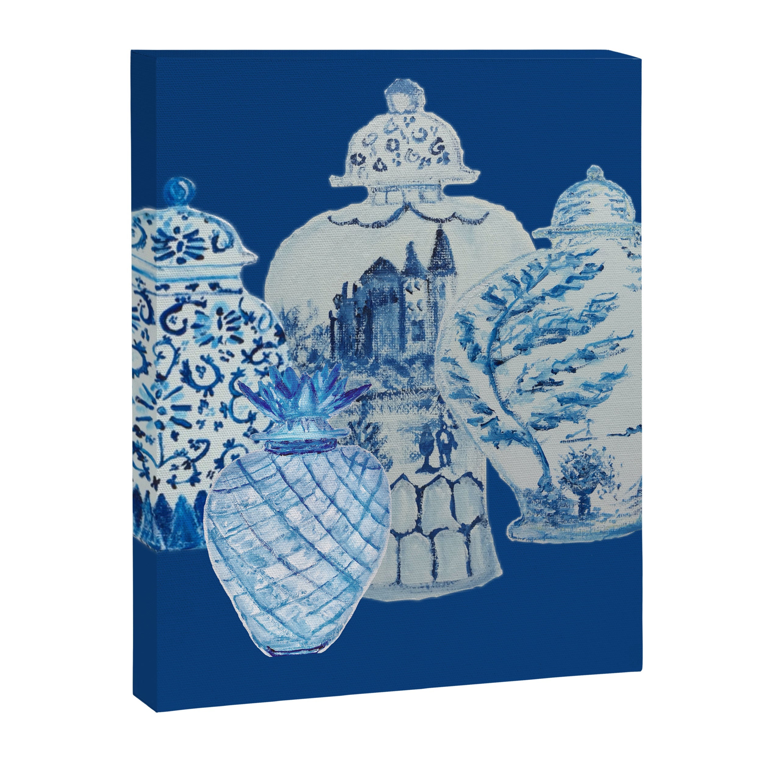 4 Four 4 Blue and White Ginger Jars  Canvas Print