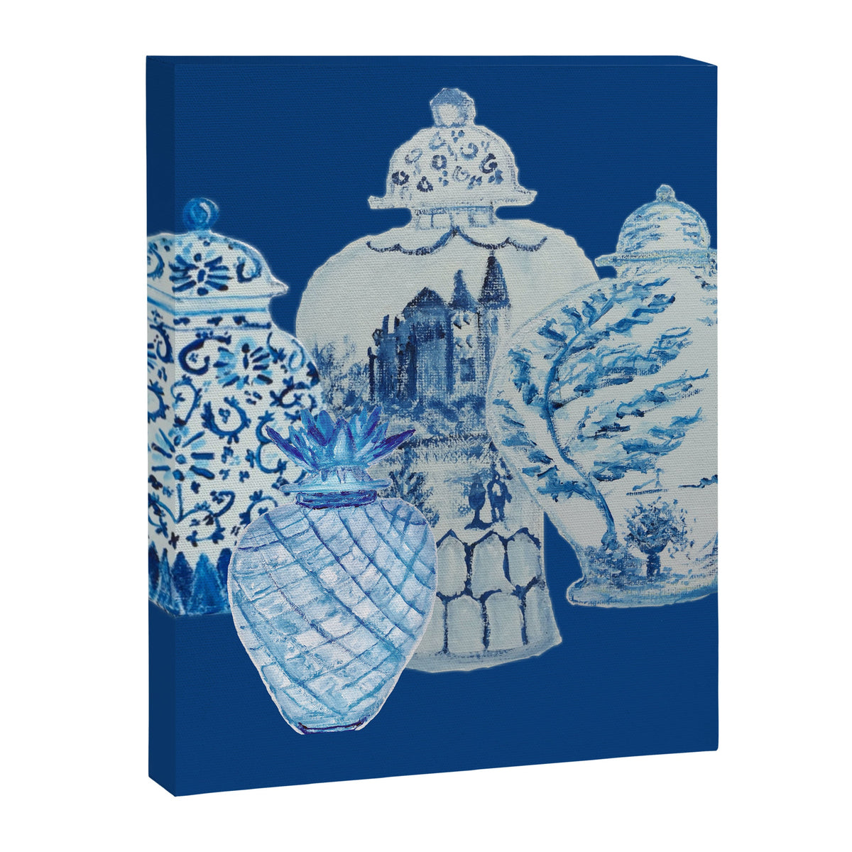 4 Four 4 Blue and White Ginger Jars  Canvas Print