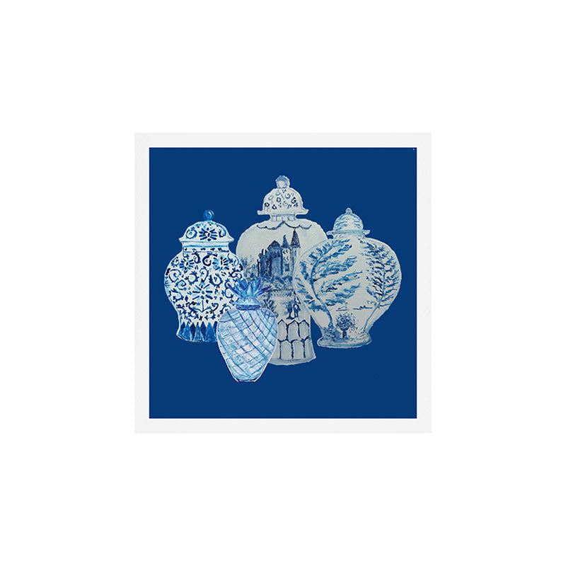 4 Four 4 Blue and White Ginger Jars  Art Print