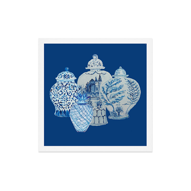 4 Four 4 Blue and White Ginger Jars  Art Print