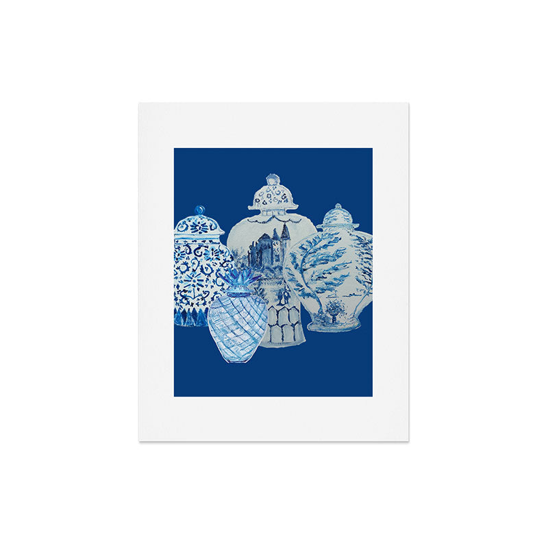 4 Four 4 Blue and White Ginger Jars  Art Print