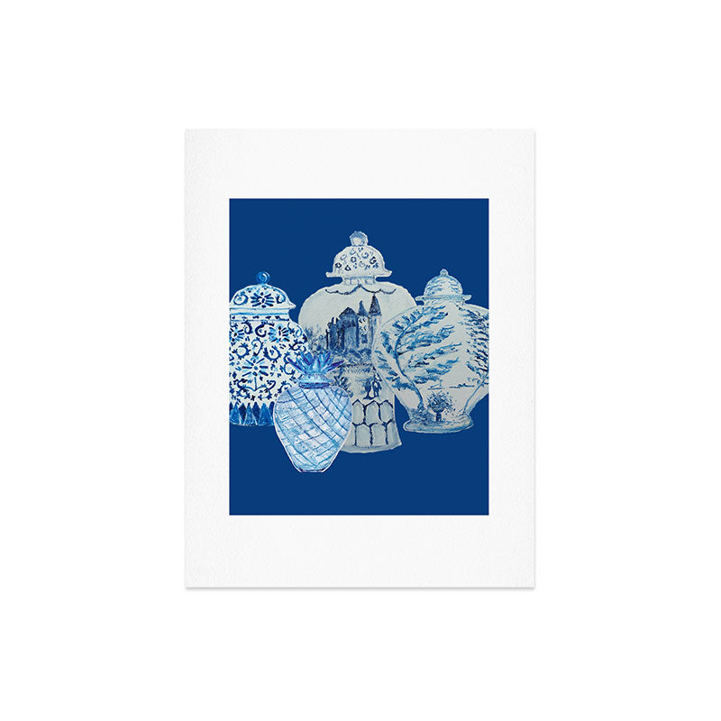 4 Four 4 Blue and White Ginger Jars  Art Print