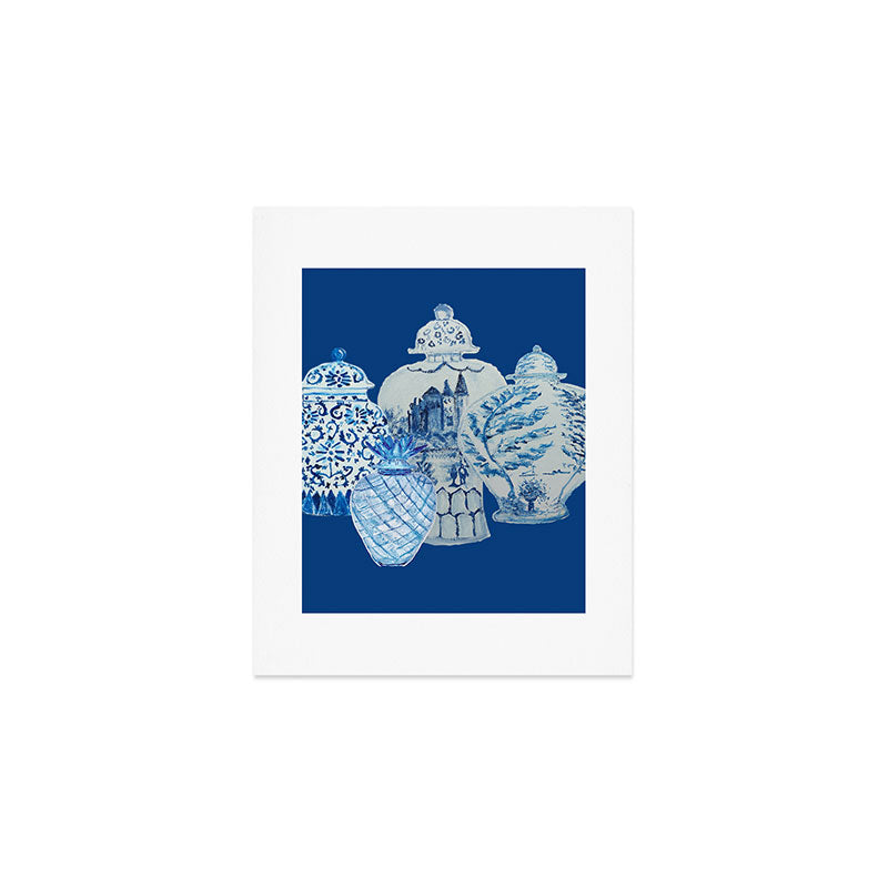 4 Four 4 Blue and White Ginger Jars  Art Print