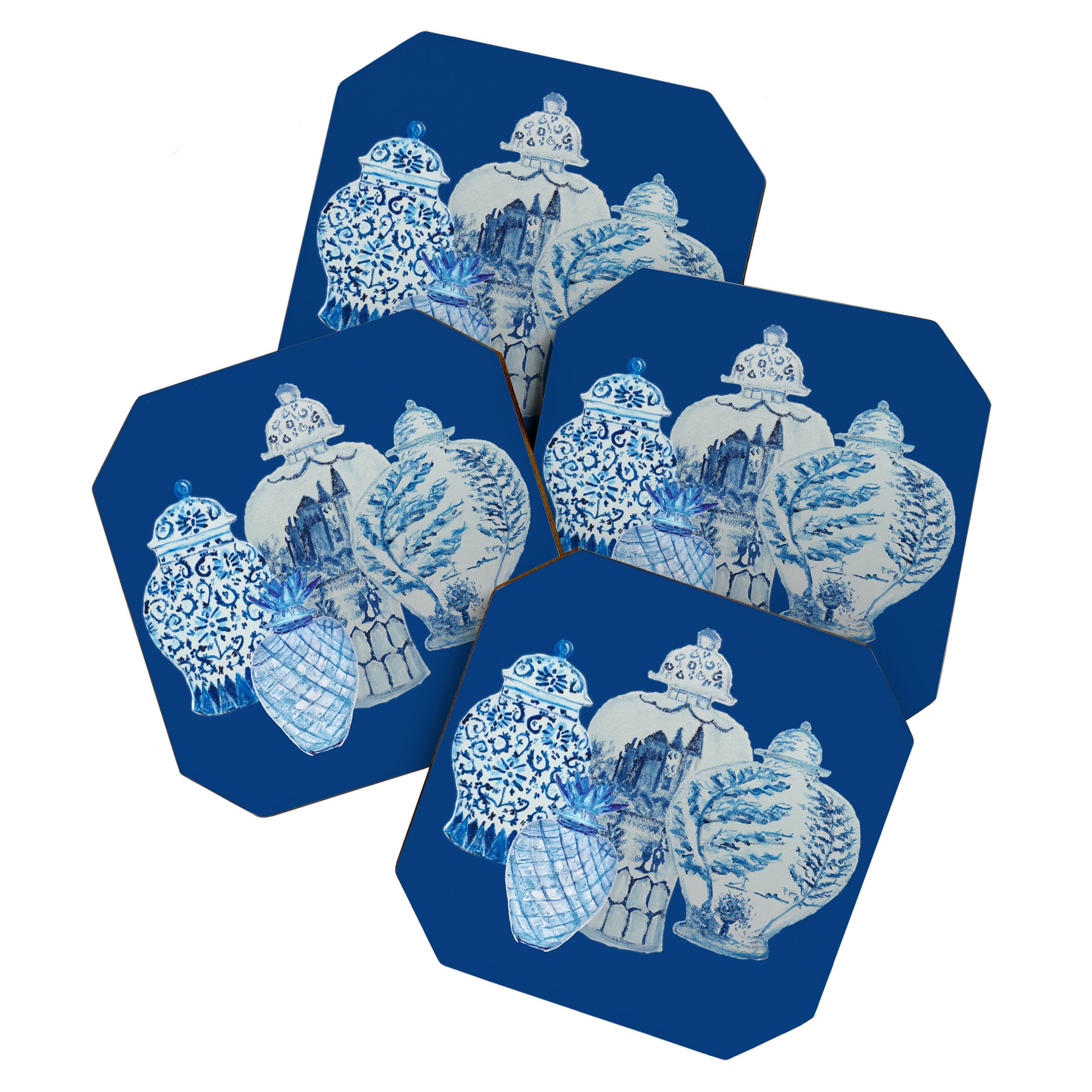 4 Four 4 Blue and White Ginger Jars  Coaster