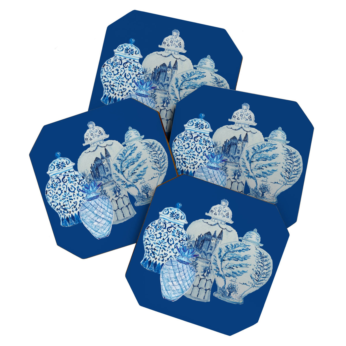 4 Four 4 Blue and White Ginger Jars  Coaster
