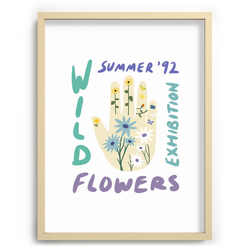 90s Wild Flowers Exhibition Poster Framed Art Print