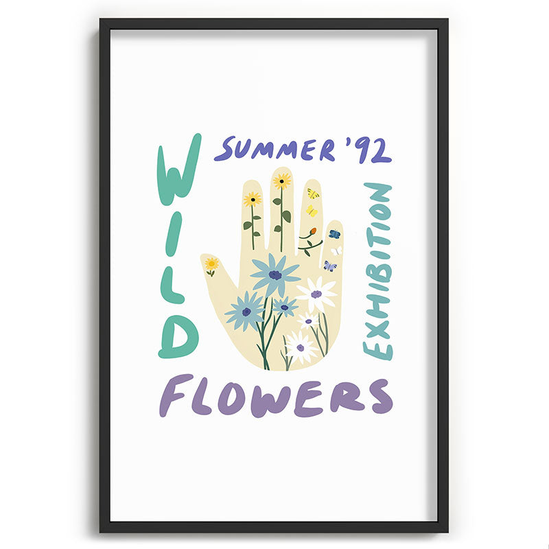 90s Wild Flowers Exhibition Poster Framed Art Print