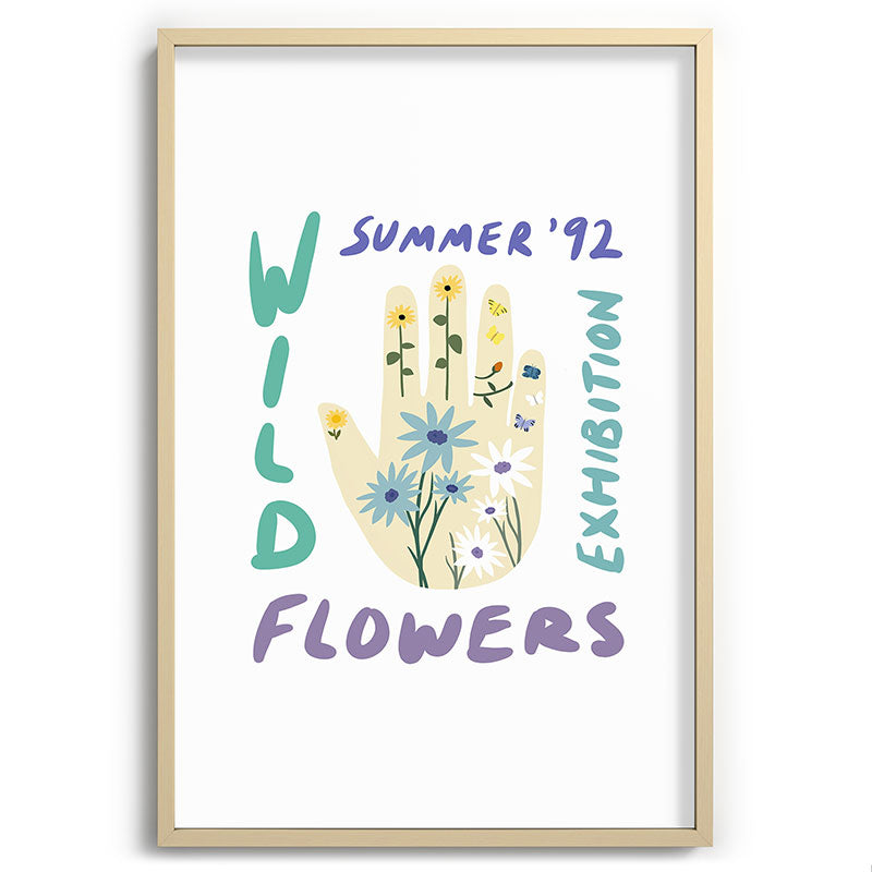 90s Wild Flowers Exhibition Poster Framed Art Print
