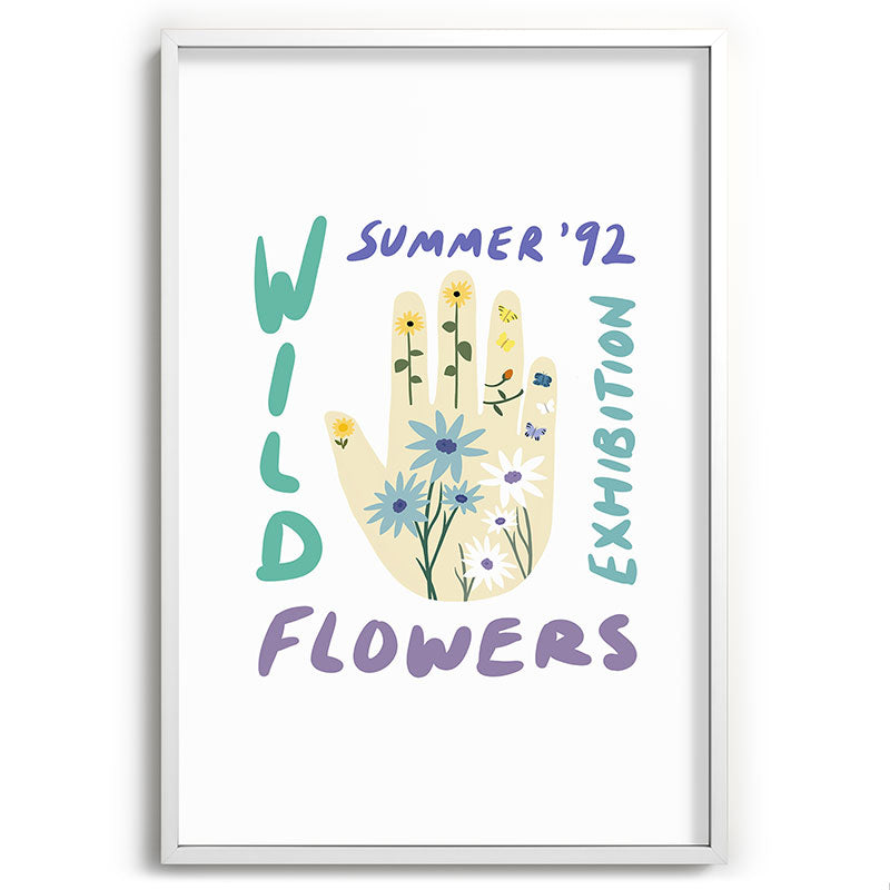 90s Wild Flowers Exhibition Poster Framed Art Print